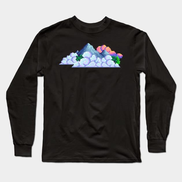 Pixel art landscape Long Sleeve T-Shirt by Little Designer